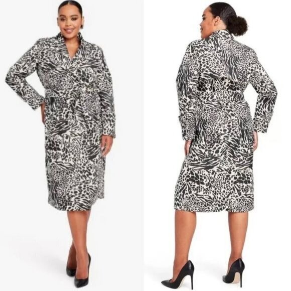 Sergio Hudson x Target  Zebra  Print Trench Coat  Size 3X - Picture 1 of 10